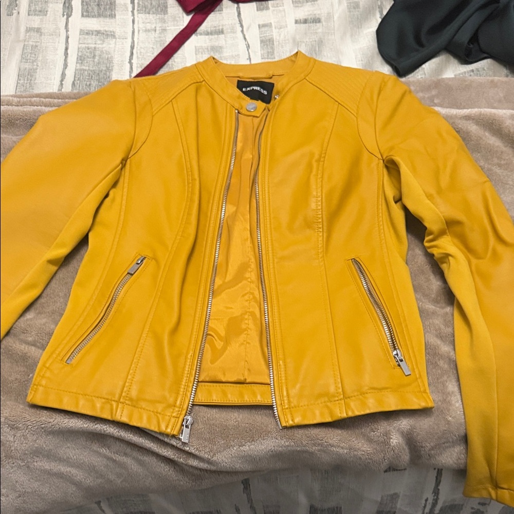 Express Mustard Leather Jacket - image 2